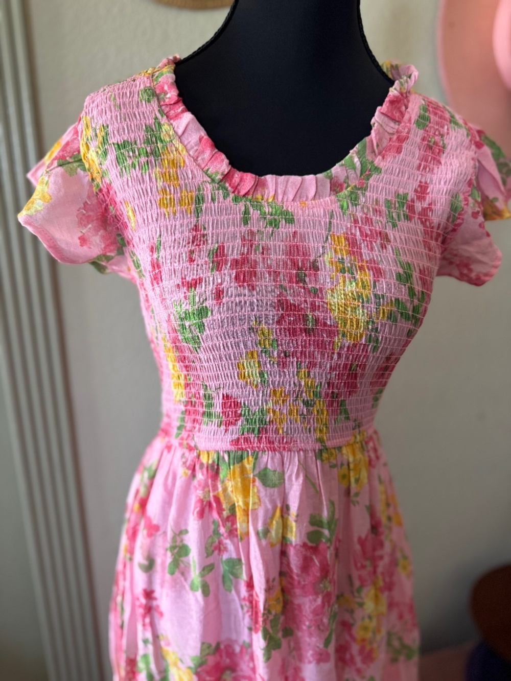 Disney Parks Boutique Pink Floral Smocked Maxi Dress Small New Never Worn